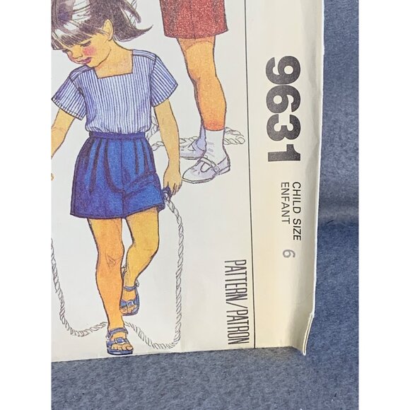 McCall's Girls Top Shorts Sewing Pattern Sz6 9631 - Uncut - Picture 2 of 4